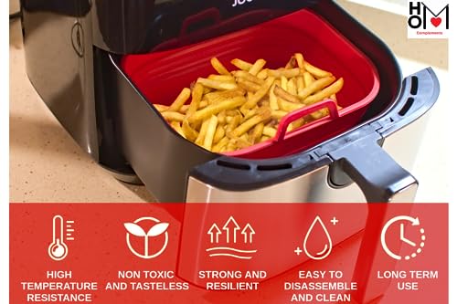 HOM COMPLEMENTS Air Fryer liners - Air Fryer Silicone Liner x2 for Dual Basket Tray Air Fryer, Reusable, Collapsible, Easy Storage. Free Ninja Ai
