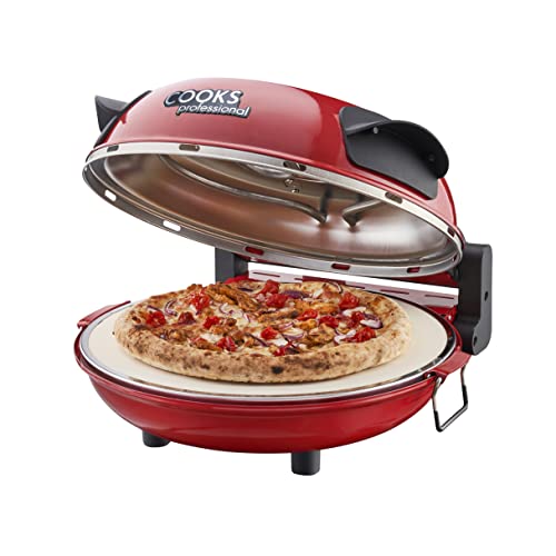Electric Pizza Oven Energy Efficient with Stone Base 1200w Glass Window 12 inch 31cm with Pizza Paddles 2 Year Warranty by Cooks Professional (Pi