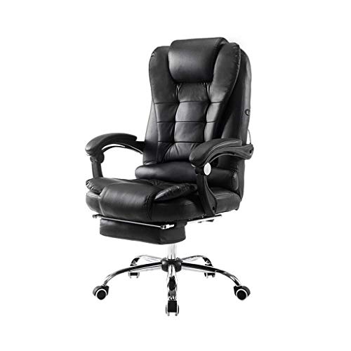 LZQDM High-Back Executive Swivel Office Computer Desk Chair - Black with Pewter Finish