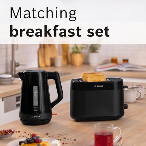 Bosch MyMoments Delight TWK1M123GB Plastic Cordless Kettle, with dual sided water gauge, 1.7 Litres, 3000W - Black