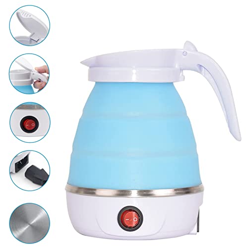 Foldable Electric Kettle, Portable Travel Kettle 0.6L Food Grade Silicone Electric Kettle for Camping Travel and Bedroom