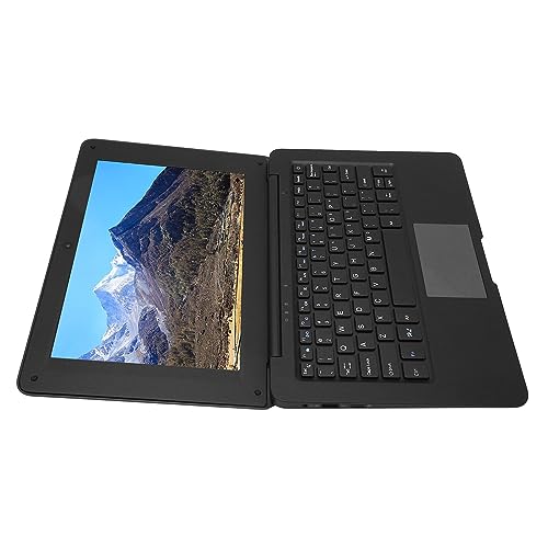 Aeun Office Laptop, 10.1 Inch LCD Display 2.4GHz CPU 64G ROM 1 HD 2 USB Dual Core Student Laptop for Family (UK Plug 3G+64G)