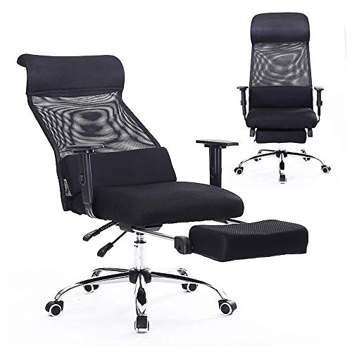 MU Home Office Swivel Chair - Comfortable Nap Reclining Boss Chair Staff Chair Adjustable Headrest, Back and Armrest Mesh Chair with Footrest