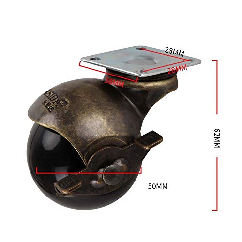 SKOAJAS Plate Casters 4 x Plate Universal Nylon Swivel Ball Castor wheels, 2 inch, Heavy Duty Wear resistant Casters for Furniture Industrial tra