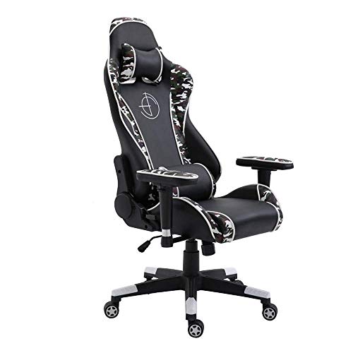 Mu Rotating Game Chair, Racing Style with Lumbar Support and Headrest, Adjustable Office Chair, Metal Frame Internal Sponge, Suitable for Game Ha
