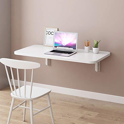 OUYOXI Wall Mounted Folding Table - Small Fold Down Computer Desk Space Saving Perfect Addition to Home Office/Laundry (Color : White, Size : 70x