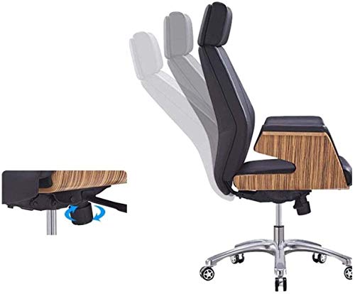 HJW Ergonomic Office Chair Home Leather Office Chair High Back Chair Adjustable Casters Wheeled Chair Armchair,Brown,58X58X96-104Cm