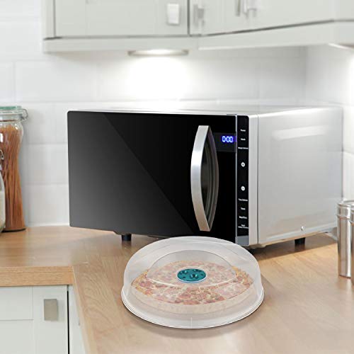 Flexzion Microwave Cover for Food, 12 Inch Plate Cover, BPA Free Plastic Food Cover, Transparent Anti-Splatter Cover Guard, with Adjustable Steam