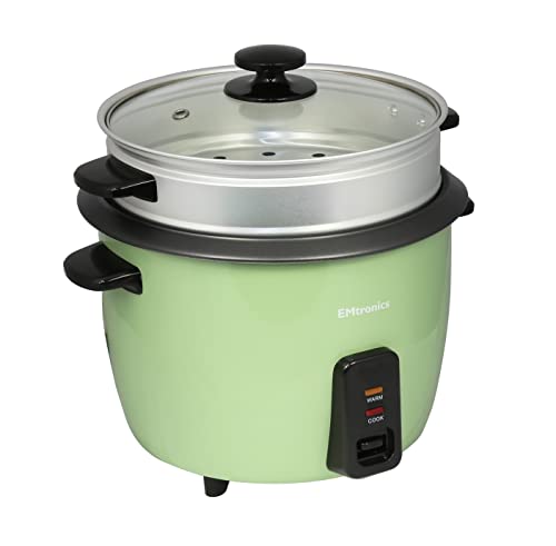 EMtronics EMRCDSTSG1-8 Rice Cooker 1.8 Litre with Automatic Cooking, Steamer Tray and Warmer Function with Removable Non-Stick Bowl, Measuring Cu