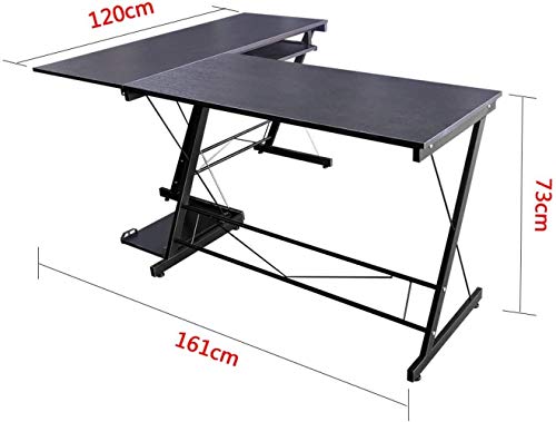 WLABCD Table Computer Desk L Shape Office Corner Table,Standing Combination Workbench Home Workstation Studio/Black / 116×120×73cm