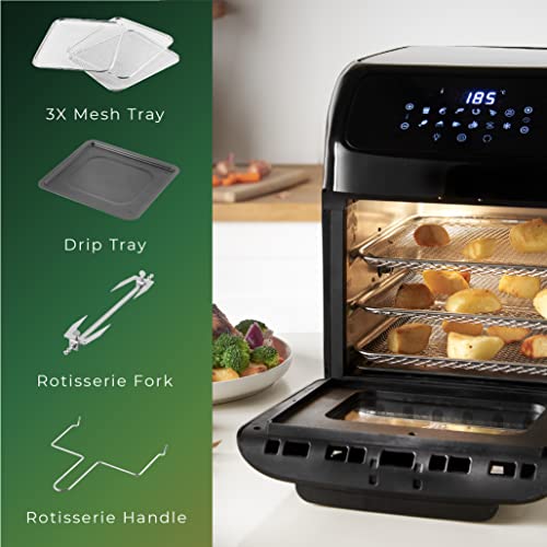 Emperial 12L Air Fryer Oven 1800W with Rotisserie, Dehydrator, Digital Display, Timer, 12 Pre-Set Modes and Adjustable Temperature Control for He