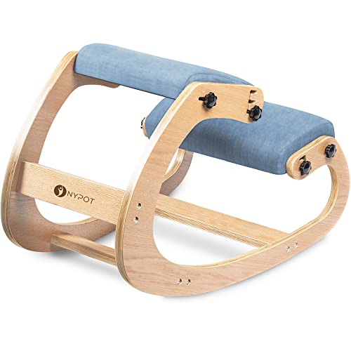 NYPOT Ergonomic Kneeling Chair - Adjustable Rocking Knee Chair Posture Chair - Wooden Office Chair for Back Pain Relief - Kneeling Stool and Angl