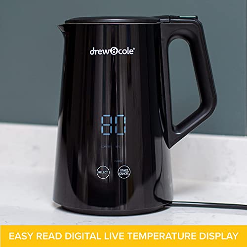Drew&Cole Digital Kettle Pro 1.5L - Live Temperature Display - Variable Temperature Control - Energy Efficient - 4 Preset Temperatures From 40°C