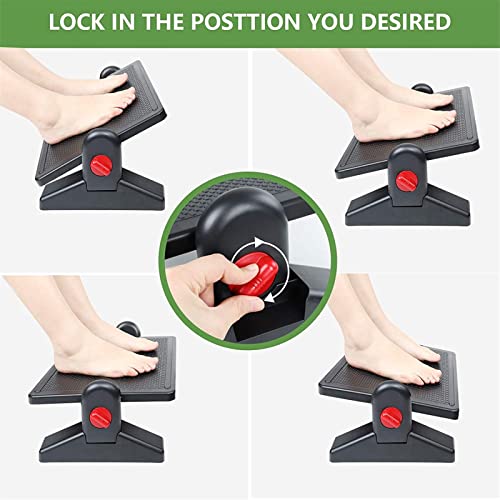 luoyipink Under Desk Foot Rest, Adjustable Height Portable Ergonomic Foot Pedal Rest with Foot Massager for Office Home Use, Relieve pain in legs
