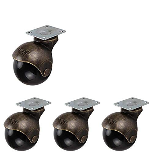 SKOAJAS Plate Casters 4 x Plate Universal Nylon Swivel Ball Castor wheels, 2 inch, Heavy Duty Wear resistant Casters for Furniture Industrial tra