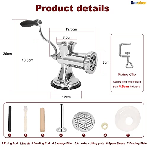 Hanchen Manual Meat Grinder Mincer Sausage Stuffer Machine 8s/12 All Stainless Steel Household Multi-Function Enema Sausage Stuffing Machine 8s