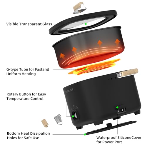 Audecook Hot Pot Electric, 2.5L Portable Nonstick Multicooker, Shabu-Shabu Pot, Travel Electric Skillet with Dual Power Temperature Control for N