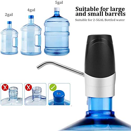 Pinsheng Water Pump Dispenser Suitable for Universal 2-5 Gallons Bottle, Rechargeable Battery USB Charging Automatic Drinking Water Pump Portable