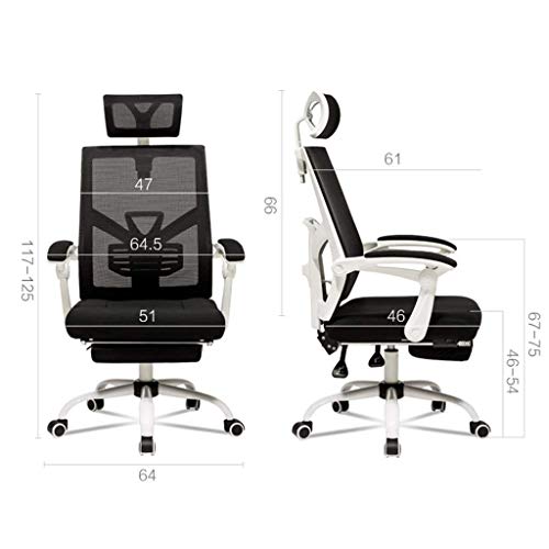 n/a Ergonomic Adjustable Office Chair with Adjustable Lumbar Support-High Back with Thickening Sponge Seat Cushion-Adjustable Head-Arm Rests,With
