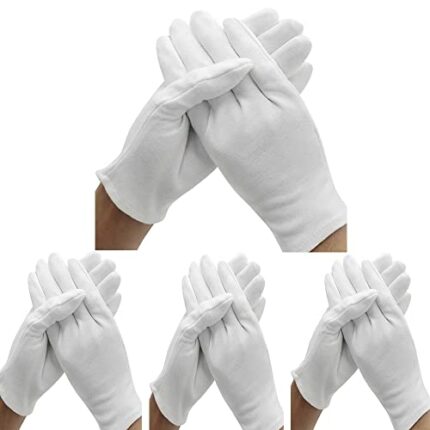 24 Pcs (12 Pair) White Cotton Gloves for Dry Hand Moisturizing Cosmetic Eczema Hand Spa and Coin Jewelry Inspection, Checking Gloves,Serving Glov