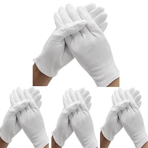 24 Pcs (12 Pair) White Cotton Gloves for Dry Hand Moisturizing Cosmetic Eczema Hand Spa and Coin Jewelry Inspection, Checking Gloves,Serving Glov