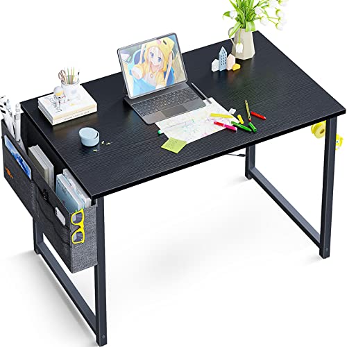 ODK 32 inch Small Computer Desk Study Table for Small Spaces Home Office Student Laptop PC Writing Desks with Storage Bag Headphone Hook, Black