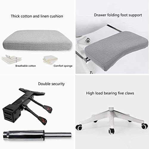 MU Computer Chair,Fabric Home Study Chair Boss Swivel Chair Ergonomic Chair Office Chair Multi-Angle Reclining Reclining Load-Bearing 400Kg,Gray,