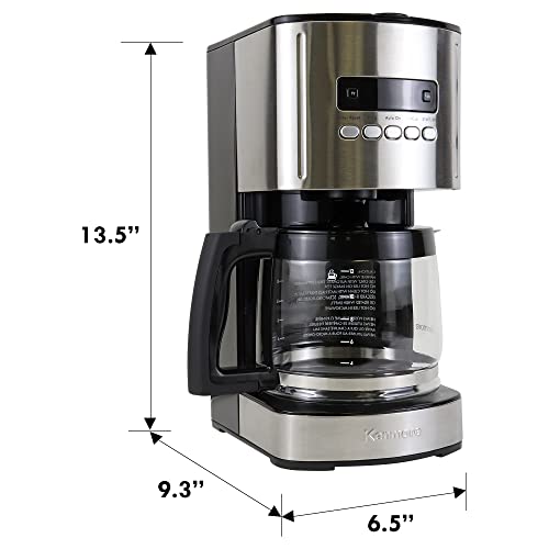 Kenmore Aroma Control 12-Cup Coffee Maker, 1.8L Programmable Drip Coffee Maker Machine, Reusable Filter Coffee Machine with Timer, Glass Carafe,