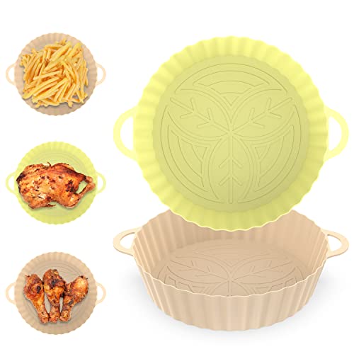 Homestarry Silicone Air Fryer Liner, 2Pcs Air Fryer Liners Reusable Silicone Pot, 8.3" Air Fryer Food Grade Silicone Baking Tray Coking Accessori