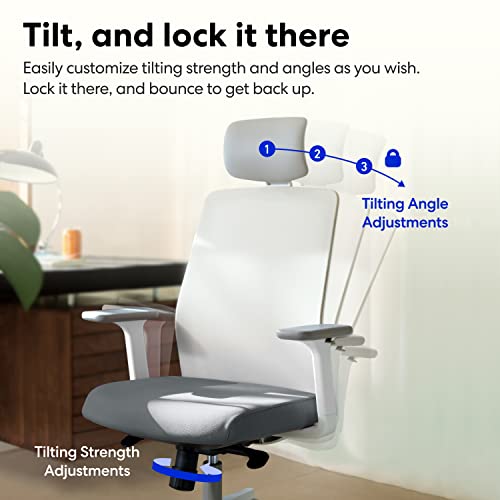 SIDIZ T40 SE Ergonomic Office Chair : Comfortable Home Office Chair for Light Users with Reclining Tilt Lock, Headrest, 3D Armrests, Mesh Back Co