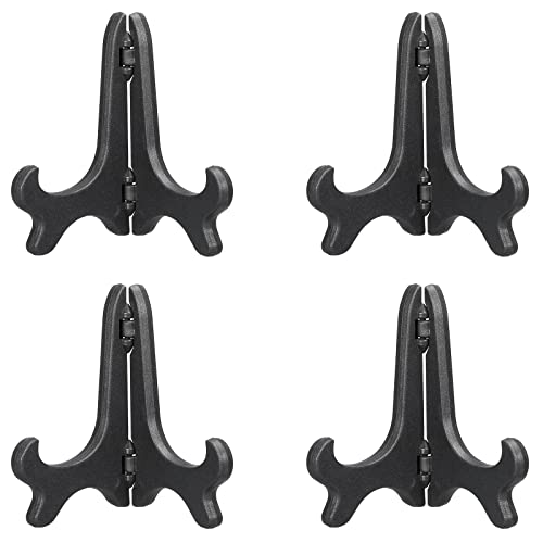MECCANIXITY 3 Inch Display Stand Holders Display Pictures PP Plastic Black for Home Decoration, Art, Book Stores Pack of 4