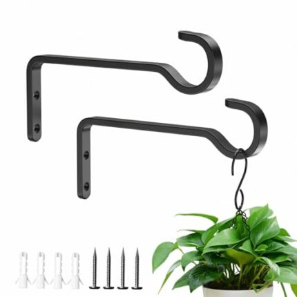 14.5cm 2 Pack Heavy Duty Outdoor Plant Hangers for Hanging Baskets, Iron Hanging Plant Brackets for Hanging Plants Outside, Metal Plant Hooks Pla