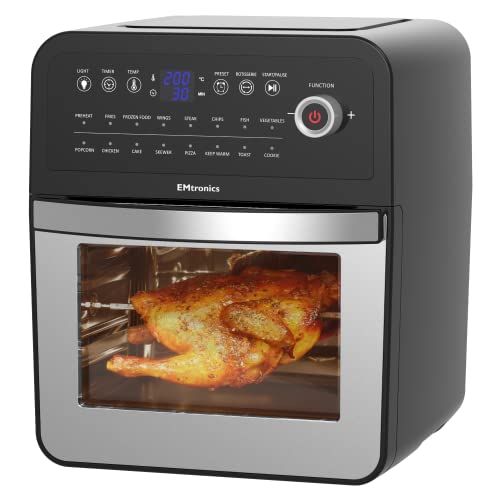 EMtronics EMAFO12LD Digital Extra Large Family Size XL Air Fryer Combi Oven Grill 12 Litre with 11 Pre-Set Menus for Oil Free & Low Fat Healthy C