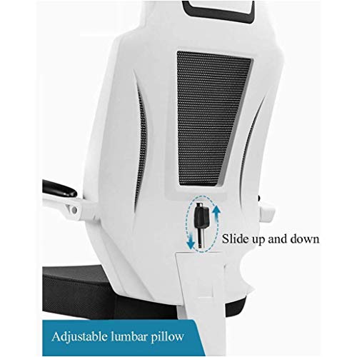 TJLSS Reclining Office Chair Ergonomic Computer Mesh Lounger Executive Swivel Office Desk Work Chair with Hidden Footstool and Lumbar Support