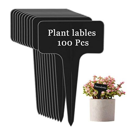 100Pcs Plastic Plant Labels Tags T-Type Garden Markers Seed Labels for Herb Vegetables 10x6cm Waterproof Plant Markers (Black)