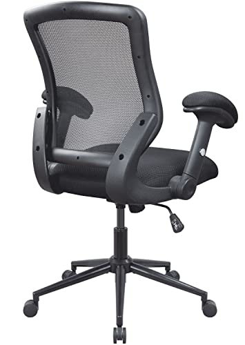 LONGBOSS Office Chair, Mid Back Home Office Computer Desk Chairs and Built-in Lumbar Support Flipped Arms Adjustable Height (Gray)