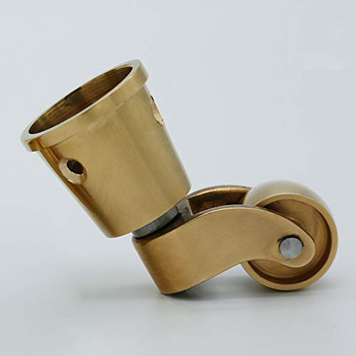 SKOAJAS Plate Casters Solid Brass Caster Wheels,Round-Cup Swivel Furniture Castor,Universal 360 Degree Swivel Casters,Sofa Chair Furniture Castor