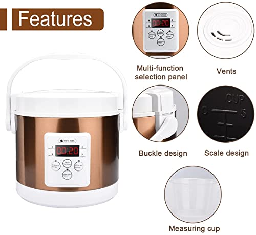 HOMCORT 2.0L Small Rice Cooker, 25 Minutes Fast Cooking with Keep Warm Function, 3 Cups for 2-4 People (Gold)