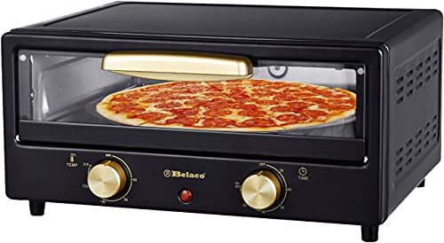 Belaco Multi-Purpose 1200W Mini Oven Pizza Oven All in One 12inch Pizza Maker Toaster Oven Tabletop Cooking Baking Grilling Heating Toasting Port