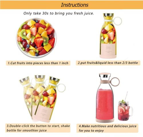 Blender Smoothie Makers, Portable Blender Mini Jug Blenders, Multifunctional Personal Blender with USB Rechargeable, for Baby Food, Travel, Offic