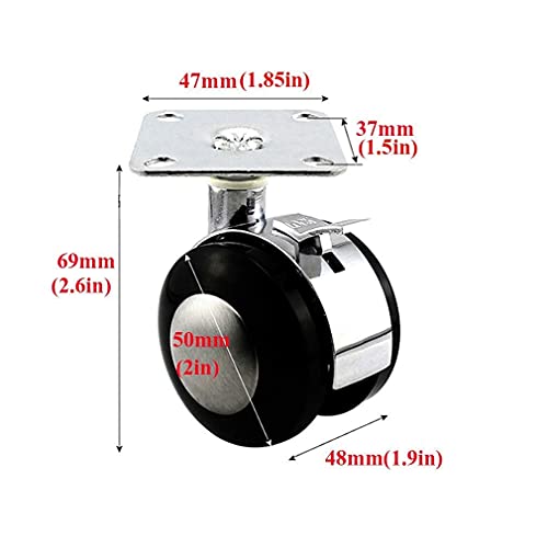 SKOAJAS Plate Casters Set of 4 Furniture Plate Wheels Office Chair Caster,Swivel Double Wheel,Alloy Bracket,Capacity 80kg,Replacement for Cots,Co
