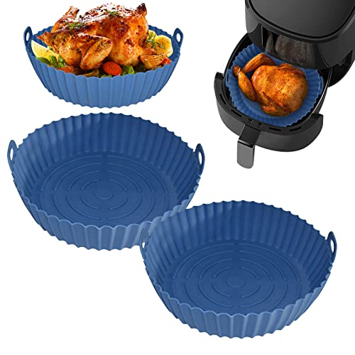 Silicone Pot Fits for Ninjas Dual Air Fryer, Air Fryer Accessories,2Pcs Replacement of Parchment Liner Paper, Basket (Black)