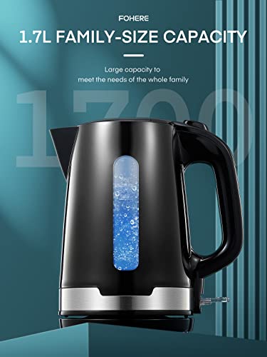 Electric Kettles 3000W - FOHERE Fast Boil Kettle - Light Weight Kettle with BPA-Free - Wide Easy Fill Opening - Limescale Filter - Auto Shut-Off
