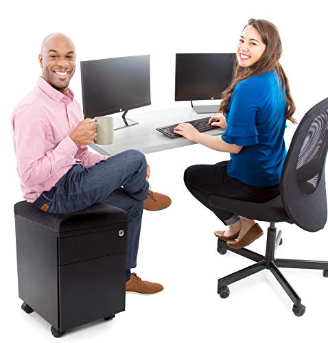 Stand Steady Vert | Rolling File Cabinet | 2 Drawer Mobile File Cabinet with Locking Storage | Small Filing Cabinet with Cushion Top for an Extra