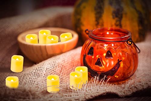 24 PCS 3.8x4.6 CM Warm White Battery Powered Flickering LED Tea Lights, Flameless Votive Electric Fake Candles for Wedding, Festival Celebration,