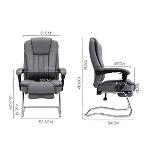 MU Computer Chair,Reclining Home Lunch Break Chair Study Chair Fabric Office Chair Ergonomic Bow Chair Loading 200Kg,Gray,64 * 52.5 * 109Cm