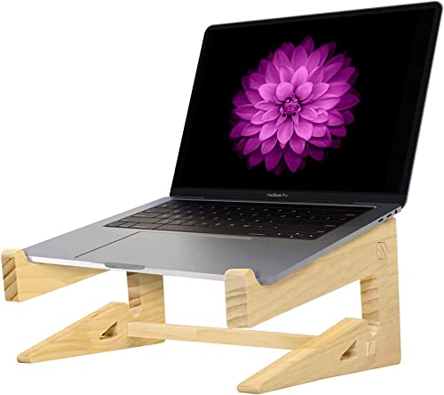 Laptop Stand for Desk, Laptop Riser Computer Stand Wooden MacBook Stand, Ergonomic Laptop Holder Compatible with MacBook/Dell/HP/Lenovo 10-17 Lap