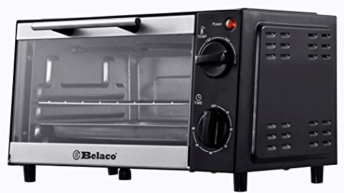 Belaco BTO-109N Mini 9L Toaster Oven Tabletop Cooking Baking Portable Oven 750w 60 min Timer 100-230° Stainless Steel Heating Tube incl. Baking T