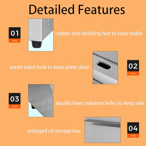 DULNICE 29" Commercial Electric Griddle With Double Temperature Control, Stainless Steel Flat Baking Hotplate, Kitchen Countertop Bacon Fryer for