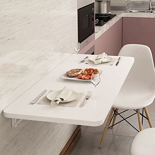 Folding Wall Desk Folding Desk Home Folding Table Space Saving Stable Sturdy Wall Mounted Folding Table for Study, Home, Office, White (Color : W